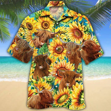 Sunflower Highland Cattle Hawaiian Shirt HO5430