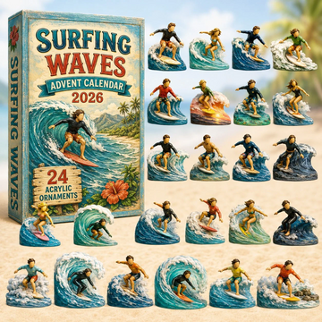 Surfing Waves Advent Calendar 2026 - 24-Day Countdown, Acrylic Charms Every Day Bring New Suprises