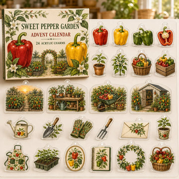 Sweet Pepper Growing Advent Calendar 2026 - 24-Day Countdown, Acrylic Charms