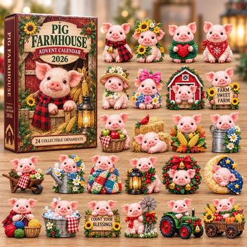 Sweet Pig Farmhouse advent calendar 2026 - 24-Day Countdown, Acrylic Charms
