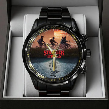 Stranger Things Black Stainless Steel Watch-PX1058