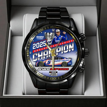 Kyle Larson 2025 NASCAR Cup Series Champion Black Stainless Steel Watch-PX1015