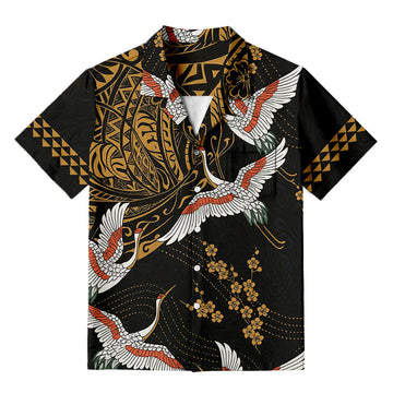 Personality fashionJapanese Cranes And Flowers Hawaiian Shirt