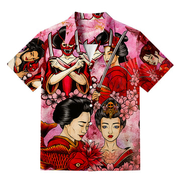 Personality fashionBeautiful Japanese Geisha Dream Hawaiian Shirt
