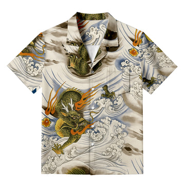 Personality fashionJapanese Rayon Dragon Hawaiian Shirt