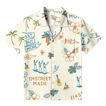 Personality fashionJapanese Blue Flower Hawaiian Shirt