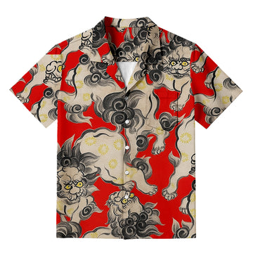 Personality fashionJapanese Kara Zishi Lion Hawaiian Shirt