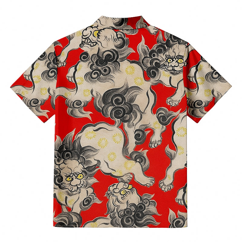 Japanese Kara Zishi Lion Hawaiian Shirt