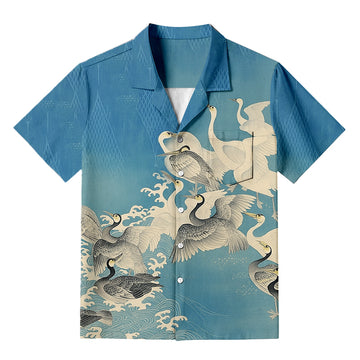 Personality fashionJapanese Vintage Kimono Aloha Hawaiian Shirt
