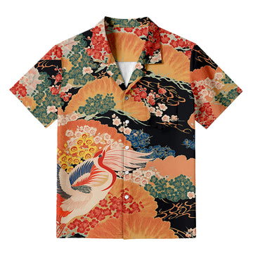Personality fashionJapanese Crane Flower Hawaiian Shirt