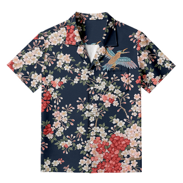 Personality fashionSakura Navy Hawaiian Shirt