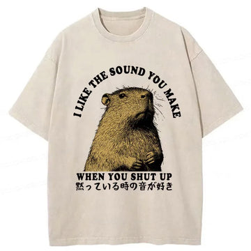 Personality fashion I Like The Sound Of Silence Washed T-Shirt