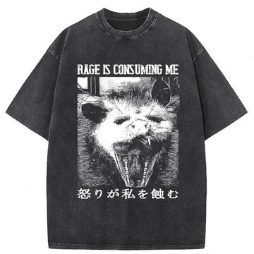 Personality fashion Rage Is Consuming Me Opossum Washed T-Shirt