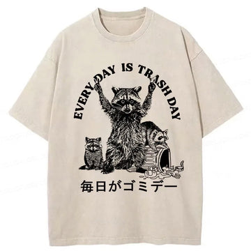 Personality fashion Every Day Is Trash Day Washed T-Shirt