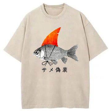 Personality fashion Fish Disguise Washed T-Shirt