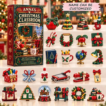 Teacher Charms Christmas Classroom Advent Calendar 2026 - 24-Day Countdown, Acrylic Charms