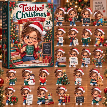 Teacher Christmas Advent Calendar 2026 - 24-Day Countdown, Acrylic Charms