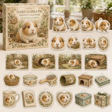 Teddy Guinea Pig Advent Calendar 2026 - 24-Day Countdown, Acrylic Charms