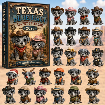 Texas Blue Lacy Citizens Advent Calendar 2026 - 24-Day Countdown, Acrylic Charms Every Day Bring New Suprises