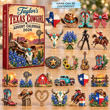 Texas Cowgirl Spirit advent calendar 2026 - 24-Day Countdown, Acrylic Charms