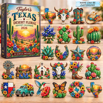 Texas Desert Floral advent calendar 2026 - 24-Day Countdown, Acrylic Charms