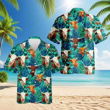 Vintage Painted Rooster Hawaiian Shirt for Men, 4th of July Patriotic Chicken Art Print, Americana Gift