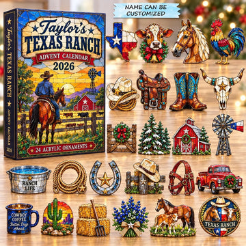 Texas Ranch Life advent calendar 2026 - 24-Day Countdown, Acrylic Charms