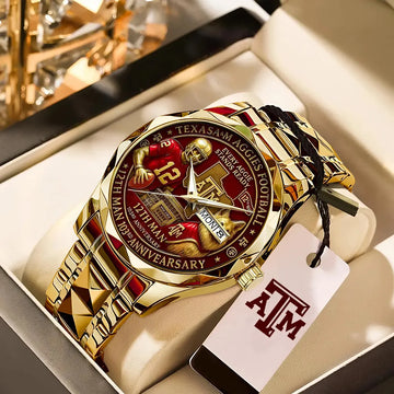 Texas A&M Aggies Football Alloy Luxury Quartz Watch-PFZ10174