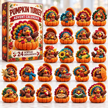Thanksgiving Turkey Pumpkin Advent Calendar 2026 - 24-Day Countdown, Acrylic Charms