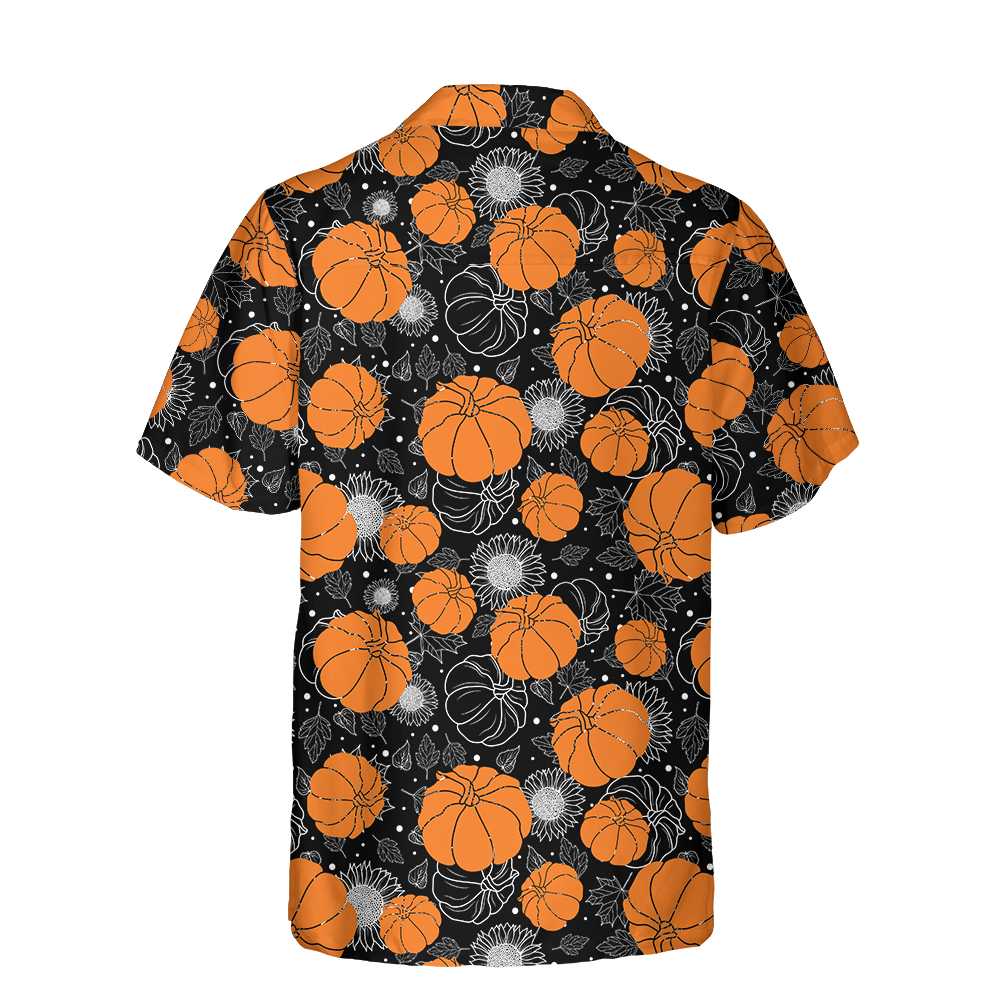 Thanksgiving Pumpkins And Sunflowers Seamless Pattern Hawaiian Shirt, Fall Pumpkin Shirt, Best Gift For Thanksgiving Day