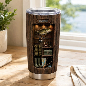 The Fishing Legend Personalized Tumbler Custom 3D Effect Tumbler Custom Name Fishing Gear Cup Bass Fishing Gift For Dad