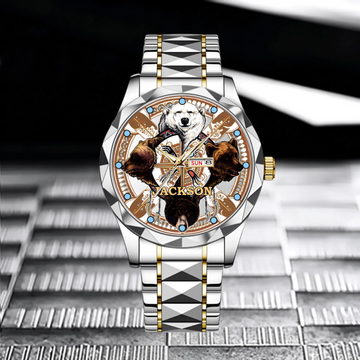 The Circle Of The Four Bears Customized Watch - Personalized Name – Gift For Hunting, Bears Lovers