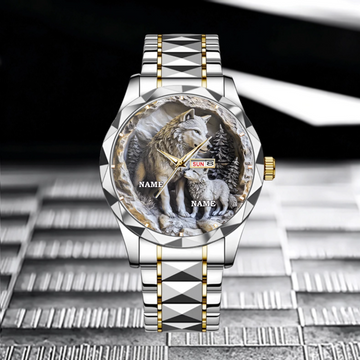 The King of Beasts - Personalized Parent-Child Name Animal Print Watch