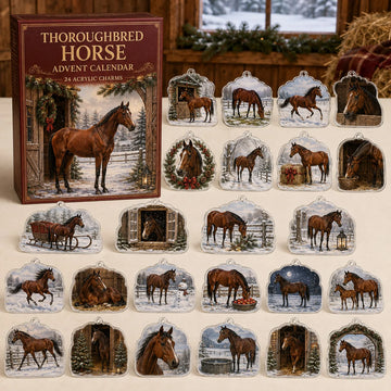 Thoroughbred Horse Winter Advent Calendar 2026 - 24-Day Countdown, Acrylic Charms