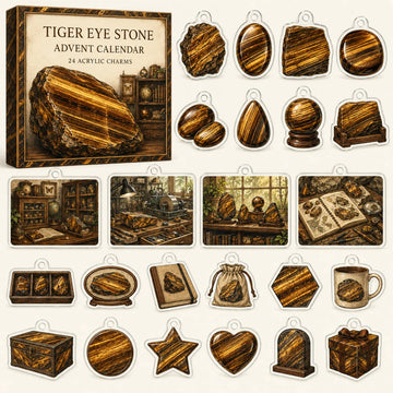 Tiger Eye Stone Advent Calendar 2026 - 24-Day Countdown, Acrylic Charms