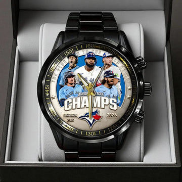 Toronto Blue Jays 2025 American League Champions Black Stainless Steel Watch-PX1118