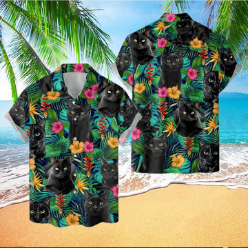 Tropical Cat Hawaiian Shirts For Men Women Cat Lovers Gift Mens Casual Shirt