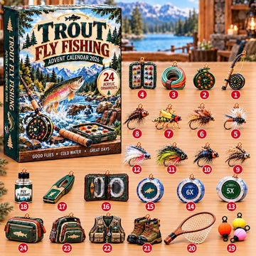 Trout Fly Fishing Advent Calendar 2026 - 24-Day Countdown, Acrylic Charms