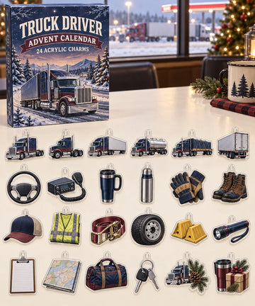 Truck Driver Advent Calendar 2026 - 24-Day Countdown, Acrylic Charms