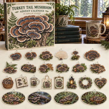 Turkey Tail Mushroom Advent Calendar 2026 - 24-Day Countdown, Acrylic Charms