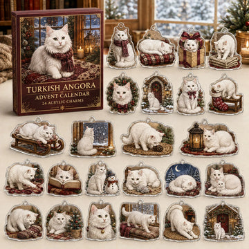 Turkish Angora Winter Advent Calendar 2026 - 24-Day Countdown, Acrylic Charms