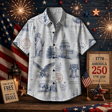 U.S. Constitution 1787 Hawaiian Shirt, America 250 Hawaiian Shirt 1776–2026, Patriotic Button Up Vintage Americana, Independence Day Gift