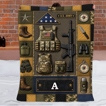 U.S. Army Tactical Gear Blanket - Personalized Name - Gift For Soldiers, Veterans & Military Lovers0001