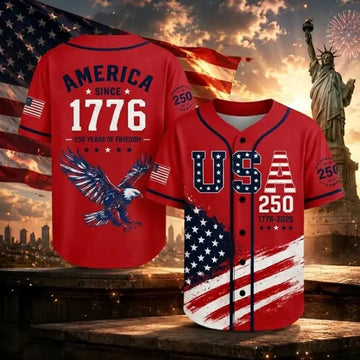 USA 250 Baseball Jersey, Family Matching 4th of July Jersey, America 1776 2026 Patriotic Shirt, Independence Day Baseball Top-2