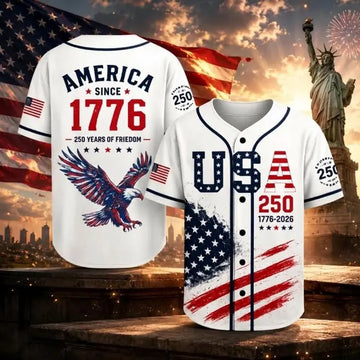 USA 250 Baseball Jersey, Family Matching 4th of July Jersey, America 1776 2026 Patriotic Shirt, Independence Day Baseball Top