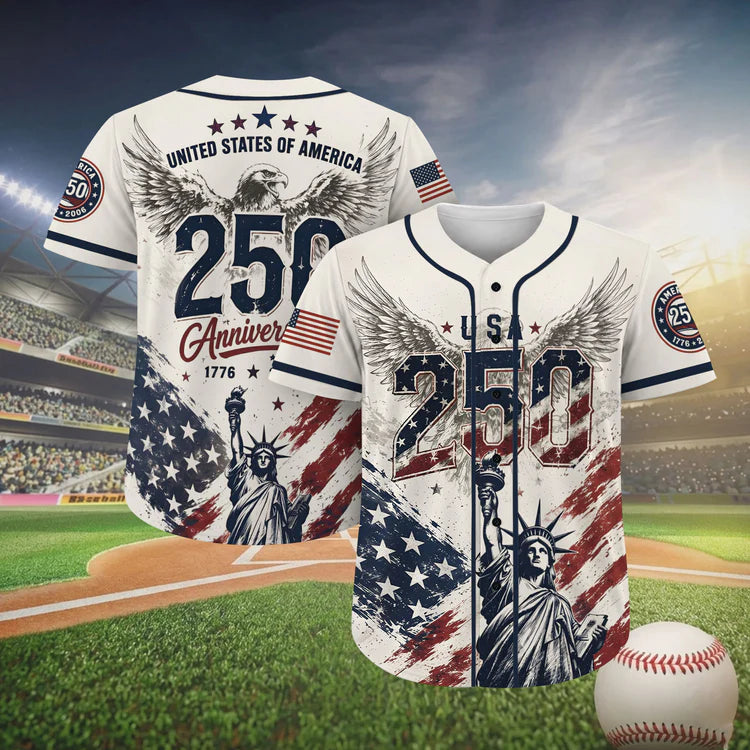 USA 250 Years Anniversary Baseball Jersey Shirt, Patriotic Liberty 1776-2026 4th of July Shirt 685168