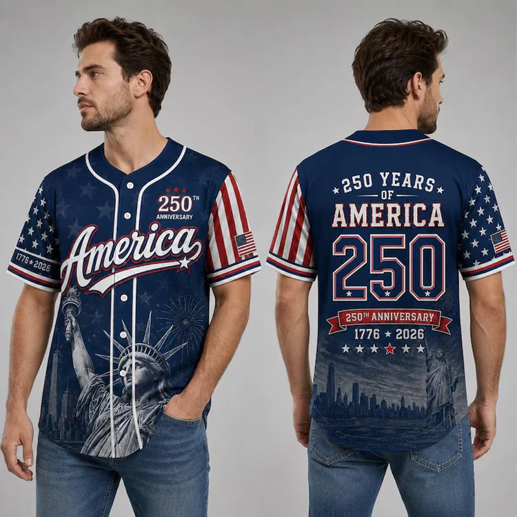 USA 250 Years Anniversary Baseball Jersey, America 1776-2026 Patriotic Shirt, Statue of Liberty 4th of July Shirt 685248