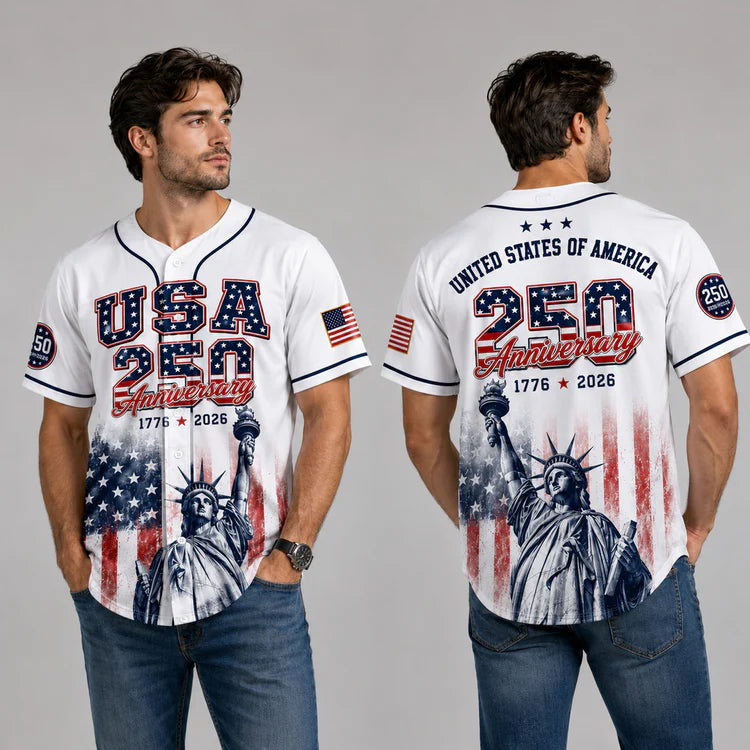 USA 250 Years Anniversary Baseball Jersey, Patriotic Statue of Liberty Shirt, America 1776-2026 Shirt 685210