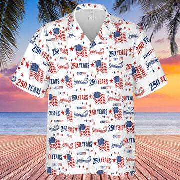 USA 250 Years Anniversary Hawaii Shirt   Retro American Flag 1776 AOP Shirt   4th of July AOP Hawaii Shirt 684353