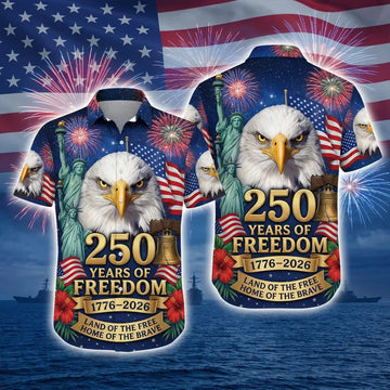 USA 250 Years Celebration Hawaiian Shirt, 1776 2026 Patriotic Shirt, American Hawaiian Summer Shirt